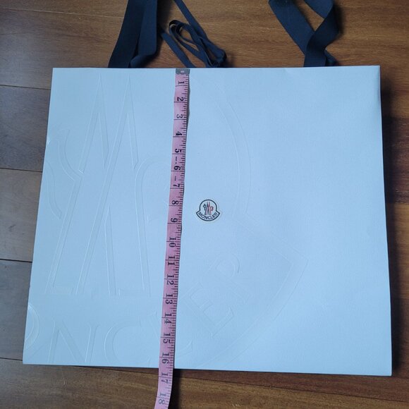Moncler White Gift Bag Embossed Logo Empty Reusable Decorative Shopping 19 x 16 - Picture 11 of 15